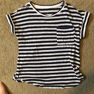 Navy blue and off white striped
